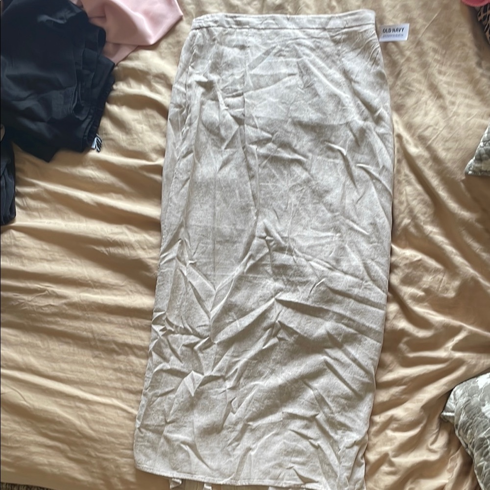 Linen Blend Cream Skirt
